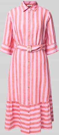 Christian Berg Hemdblusenkleid aus Leinen mit G&uuml;rtel und Eingrifftaschen in Rot, Gr&ouml;&szlig;e 34