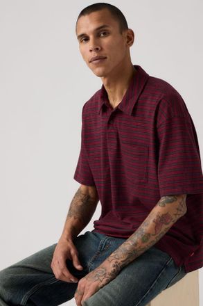 Levi's Polo Finn Boxy Pocket - Hombre - 2XL - Negro / Hardaker Stripe Jet Black