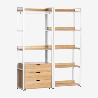 Sklum Armadio Modulare Aperto a 2 Pezzi con Cassetti e Scaffale in Acciaio e Legno Ariaster SKLUM