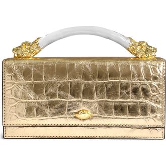 Alexis Bittar Lioness Croc Embossed Leather Bag in Gold at Nordstrom