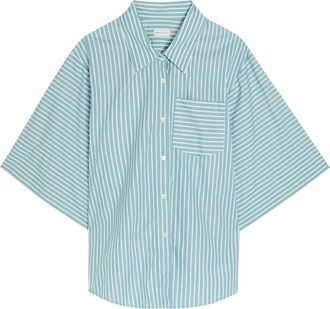 Dries Van Noten Clea Striped Cotton and Silk-blend Shirt - Aqua - 40 (UK12 / M)