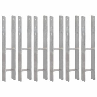 vidaXL Vidaxl - Anclajes De Valla 6 Uds Acero Galvanizado Plateado 10x6x60 Cm