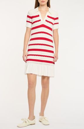 Cinq &agrave; Sept Clementine Knit Polo Dress in Goji Berry/Ivory at Nordstrom, Size Small