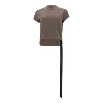 Rick Owens T-Shirts, female, Brown, Size: S Cropped Small Level T crop jersey crew neck t-shirt