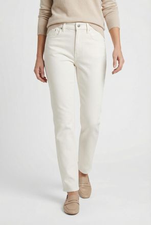 Calvin Klein Jeans Mom-Jeans CALVIN KLEIN JEANS MOM JEAN, Damen, Gr. 27, L&auml;nge 34, chalk wei&szlig;, Web, Obermaterial: 98% Baumwolle, 2% Elasthan, unifarben, gerade, unten sc