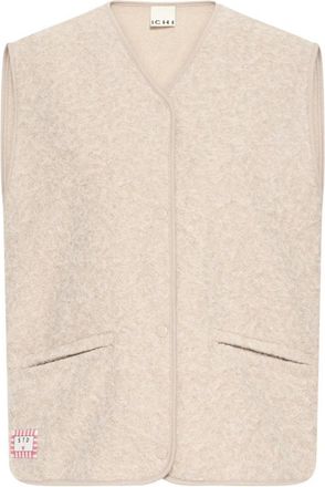 Ichi Simply Taupe Stijlvol Horloge - Dames - Bodywarmers - Beige - M - Jassen
