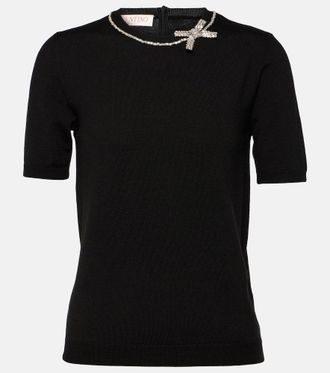 Valentino Embellished virgin wool top