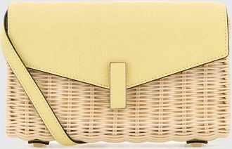 Valextra Mini borsa a tracolla Iside in rafia e pelle con design bicolor