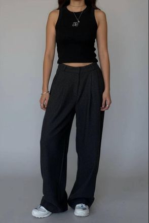 Collective Tailored Wide Leg Pants In Charcoal