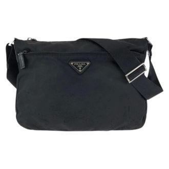 Prada Pre-owned Nylon Tessuto Triangle Logo Schoudertas - Dames - Pre-owned - Zwart - Maat: ONE Size Nylon