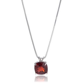MAX + STONE 925 Sterling Silver or 14k Gold 8mm Cushion Cut Gemstone Pendent Necklace