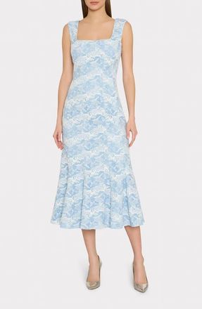 Milly Meg Butterfly Lace Mermaid Dress in White/Blue at Nordstrom, Size 4