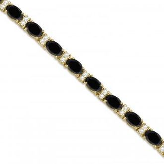 Allurez Black & Lab White Diamond Oval Cut Tennis Bracelet 14k Yellow Gold (9.25ctw)