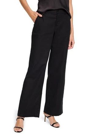 Nic+Zoe Eliot Cotton & Linen Wide Leg Pants in Black Onyx at Nordstrom Rack, Size 0