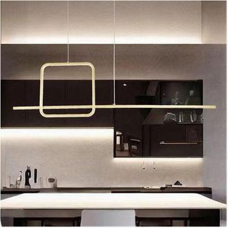 Trade Shop Trade Shop Traesio - Trade Shop - Lampadario a Sospensione Led 48w Design Quadrato Linea Oro Ip20 Cucina Luce 4000k 33535