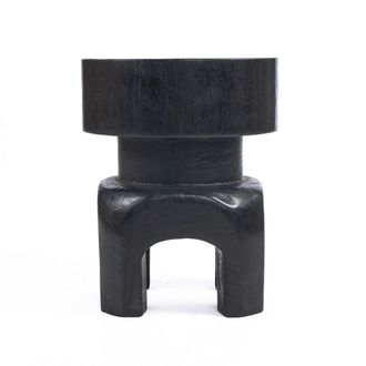 Bazar Bizar Taburete de madera negro 40x40x50cm
