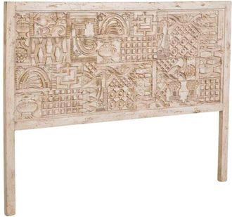 Wanderlust Deco Cabecero de madera tallado artesanal beige 160x3x120h cm
