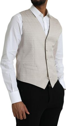 Dolce & Gabbana Diamond-Quilted Cotton Silk Vest - White