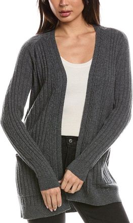 Fort&eacute; Cashmere Easy Cable Detail Cashmere Cardigan