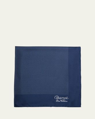 Charvet Mens Silk Dot-Print Pocket Square