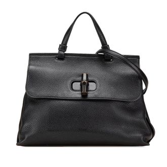 Gucci Pre-owned Gucci Medium Leather Bamboo Daily Satchel Ladies 392013 526040