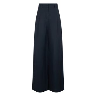 Moorer Dames, Broeken, Blauw, Maat: XS Linnen
