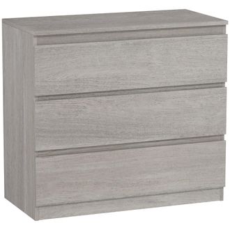HOMCOM Chest of Drawers - 3 Drawer Storage Cabinet Unit for Bedroom - Grey | TJ Hughes