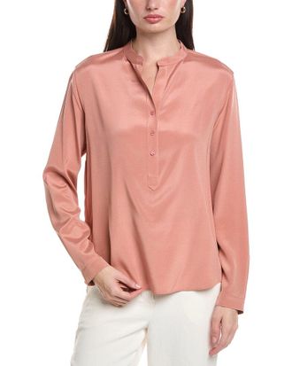 Lafayette 148 New York Silk-Blend Henley Blouse