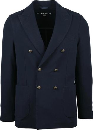 Circolo 1901 Dubbele rij knopen jas - Heren - Blazers - Blauw - M - Katoen - Jassen