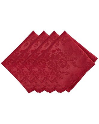 Elrene Set Of 4 Poinsettia Elegance Jacquard Holiday Napkins