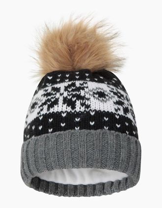 Mountain Warehouse Womens Mountain Warehouse Womens/Ladies Fair Isle Pom Pom Beanie - Black - Size: ONE size