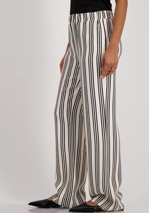 Monari Anzughose MONARI, Damen, Gr. 34, N-Gr, schwarz (beige schwarz gestreift), Web, Obermaterial: 100% Viskose, gemustert, gestreift, mehrfarbig, regular f