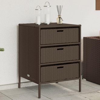 Berkfield Home Garden Storage Cabinet Brown 55x59x80 cm Poly Rattan | Size: 55 x 59 x 80 cm