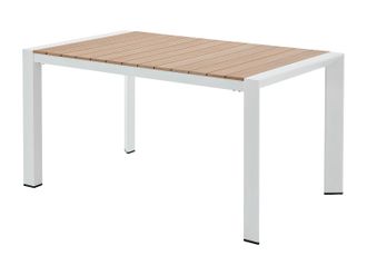 Vente-Unique Mesa de jard&iacute;n de aluminio L.150 cm - Natural claro y blanco - NYROS de MYLIA