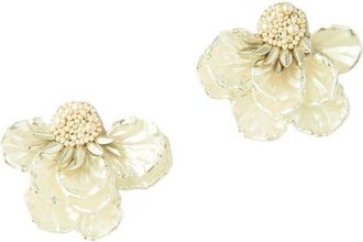 Deepa Gurnani Wally Flower Faux Pearl Drop Earrings in Silver at Nordstrom