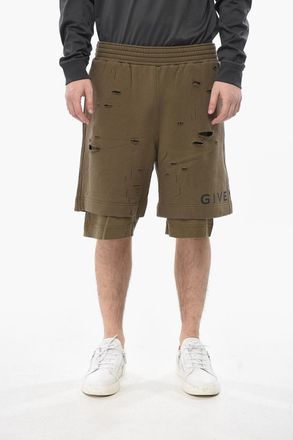 Givenchy Shorts in Doppio Tessuto con Design Distressed Givenchy