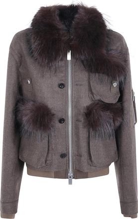 sacai Leather Jassen - Dames - Jassen - Bruin - L - Jassen
