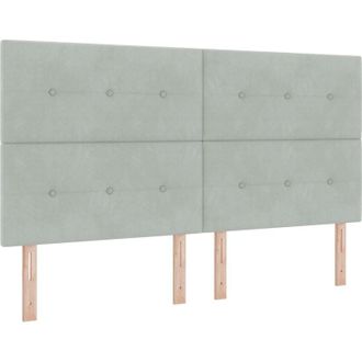 vidaXL Box Spring Bed with Mattress Light grey 180 x 200 cm Velvet vidaXL