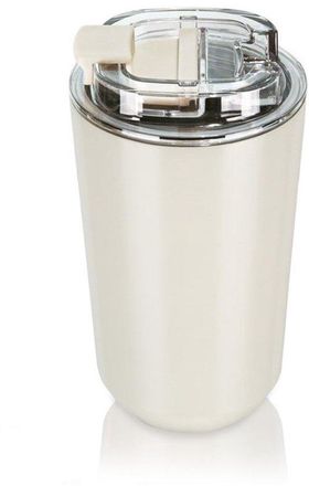 OEM Taza T&eacute;rmica Con Tapa, Taza De Viaje Para Caf&eacute;, Taza De Acero Inoxidable Con Aislamiento Al Vac&iacute;o, Reutilizable, Color Blanco Roto, 380 Ml