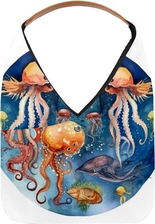 Generic Jellyfish Reusable Lightweight Grocery Bags - Foldable Into Compact Pouch, Washable & Sturdy, Multipurpose for Shopping and Travel