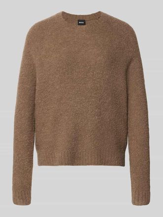 HUGO BOSS Relaxed Fit Pullover aus Woll-Mix Modell Febisana in Taupe, Gr&ouml;&szlig;e XXL