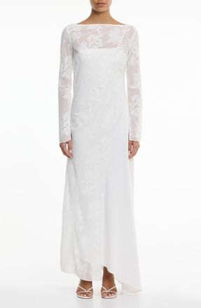 Significant Other Pola Floral Burnout Sheer Long Sleeve Maxi Cocktail Dress in Ivory at Nordstrom, Size 10 Us