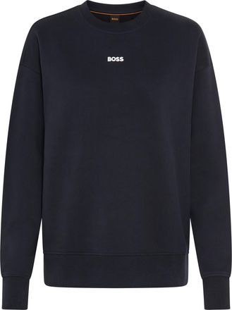 Boss Orange by Hugo Boss Sweatshirt BOSS ORANGE Eteia Premium Damenmode, Damen, Gr. XL, dunkelblau 408, Strick, Obermaterial: 100% Baumwolle, unifarben, oversize, Rundhals, B&uuml;
