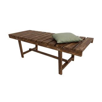 Relaxdays Banco De Jard&iacute;n Relaxdays, 2 Plazas, Terraza, Balc&oacute;n, Sin Respaldo, Abeto Flameado, Hbt: 35 X 110 X 38 Cm, Marr&oacute;n