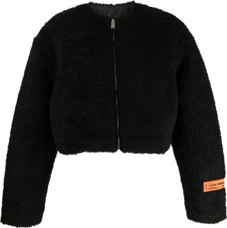 Heron Preston fleece-texture zip-up jacket - women - Virgin Wool/Polyester - M - Black