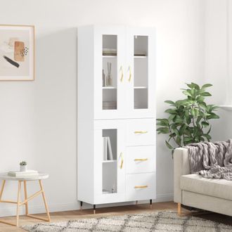 vidaXL Vidaxl - Aparador Alto Madera Contrachapada Blanco 69,5x34x180 Cm