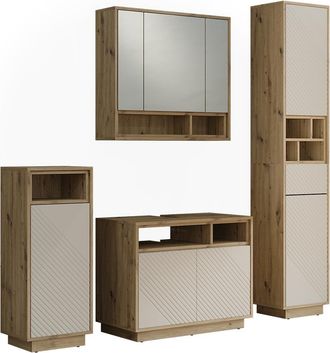 Vicco Conjunto De Muebles De Ba&ntilde;o Beatrice, Cachemira/roble Artesanal, Juego De 4, Vicco