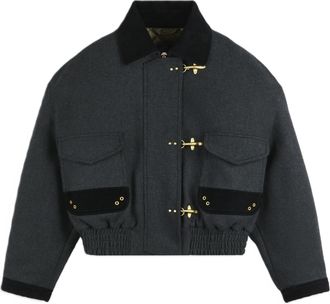 Fay Boxy Cropped Gold-Tone Toggle Jacket