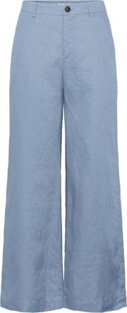 Part Two Faded Denim Wijde Linnen Broek - Dames - Wijde Broeken - Blauw - XL - Denim - Broeken