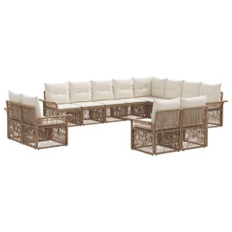 vidaXL Conjunto De Sof&aacute;s De Jard&iacute;n 12 Pcs Beige Y Blanco Crema Vidaxl